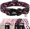 Unique Style Paws Valentine Dog Collar Plastic Buckle with Pendant BlackBerry Love Heart Cotton Puppy Collars for Small Medium Large Dogs