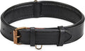 Real Leather Dog Collar Padded Soft Interiors with Premium Vintage Look Handcrafted Heavy Duty with Tag Ring for Small Medium and Large Pets (Large (1.5" Wide for 16.5" - 20.5" Neck), Black)