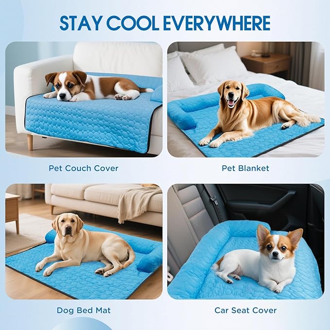 Cooling Dog Bed, Cooling Mat for Dogs & Cats | Machine Washable Couch Bed, Waterproof & Non-Slip Blanket Cover | Pad for Pets Indoor Outdoor(No Gel), Small-28 x 28 inch