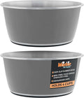 Master Pet Supply Stainless Steel Dog Bowls Set of 2 (32 Oz Each) with Non-Slip Rubber Base - Graphite - Basic Dog Food Bowl Water & Food Bowls for Small Medium Large Dogs & Cats, Metal Dish