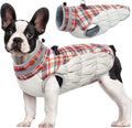 FUAMEY Dog Coat for Small Dogs,Waterproof Dog Winter Jacket with Harness Built in Puppy Cold Weather Coats Reflective Pet Vest with Zipper Warm Fleece Dogs Snowsuit Windproof Red Plaid S