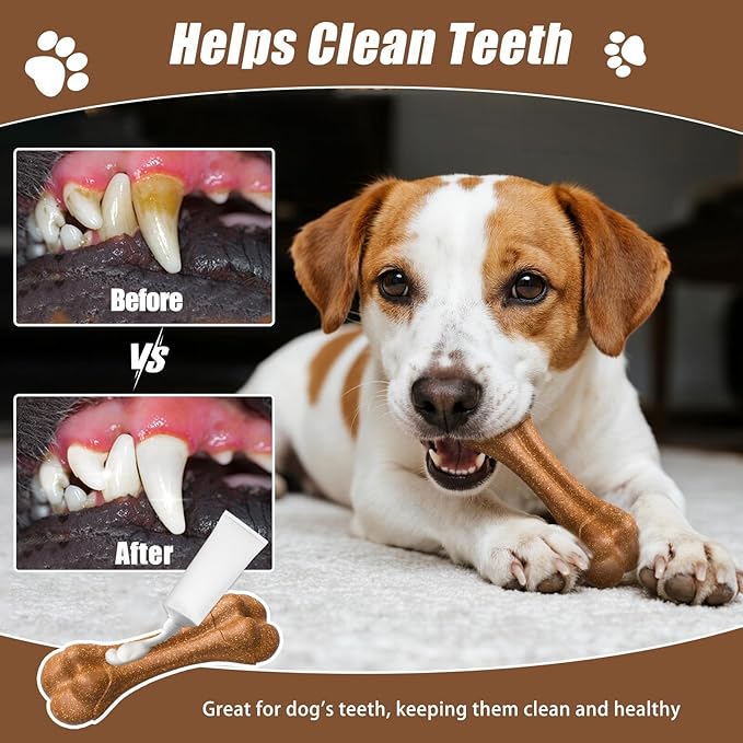 SCHITEC Dog Bone Chew Toy for Small Dogs & Puppies, Beef Flavor Teething Toy, Durable Dog Toy for Aggressive Chewers, Teeth Cleaning, 1Pc
