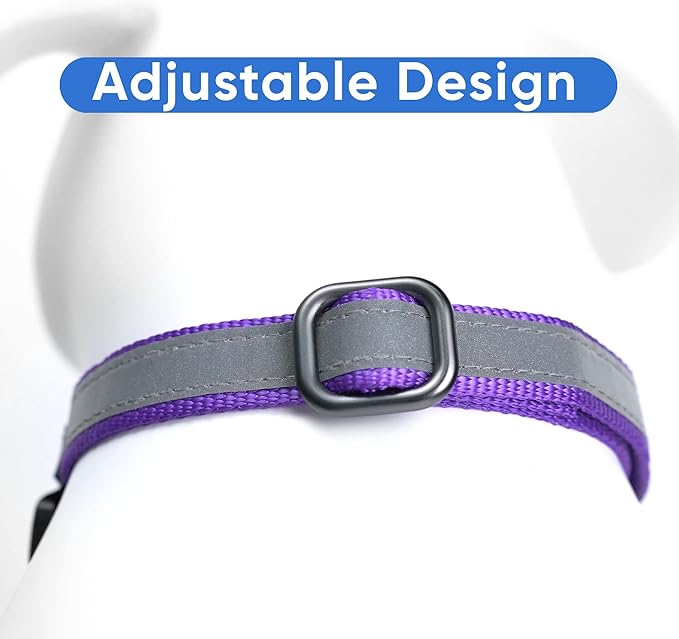 Pawtitas Customized Martingale Dog Collar Reflective Reflective Dog Collar Embroidered Personalized Name Phone Number Adjustable for Puppies Small Medium Large Size Dogs Medium Purple
