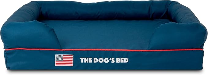 The Dog’s Bed Replacement Outer Cover, Oxford Fabric, Blue with Red Trim & USA Flag, Small