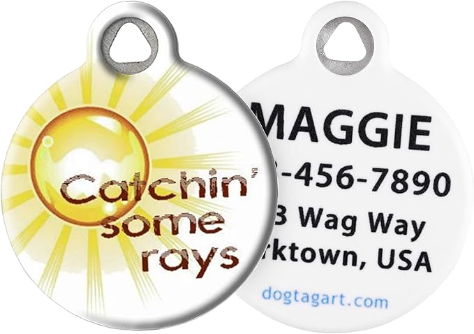 Dog Tag Art Nature and Outdoors Custom Pet ID Tag for Dogs and Cats, Personalized Dog Tag with Customized Identification, Catch Some Rays, Large (1.25" Diameter)