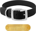 Regal Dog Products Medium Black Waterproof Dog Collars with Custom Engraved Name Plate | Vinyl Coated, Anti, Easy to Clean Personalized Biothane Dog Collar - Other Sizes for Small & Large Dogs