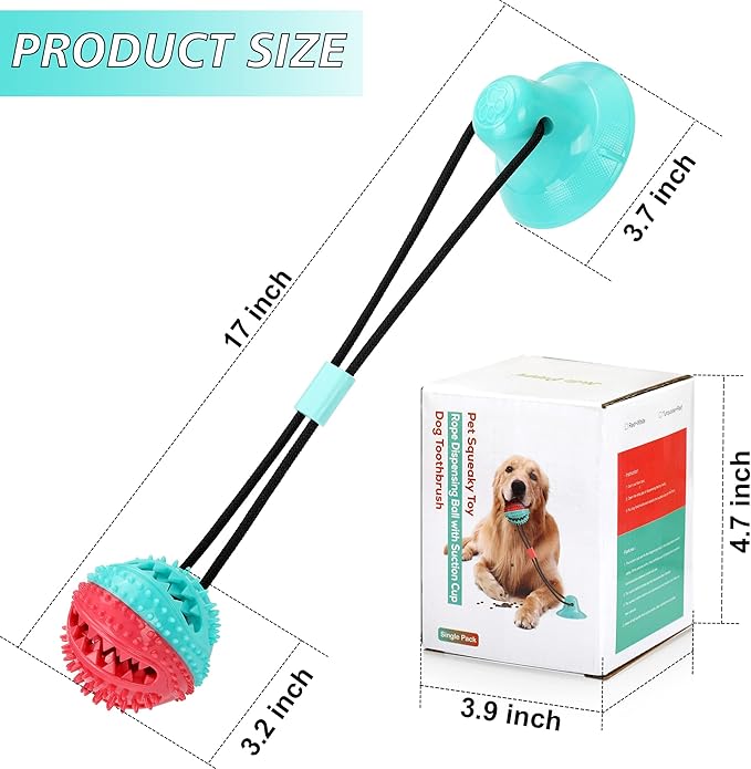 Interactive Dog Toys Tug of War, Mentally Stimulating Toys for Dog, Puppy Teething Toys for Boredom to Keep Them Busy, Dog Puzzle Treat Food Dispensing Ball Toy for Small Medium Dogs