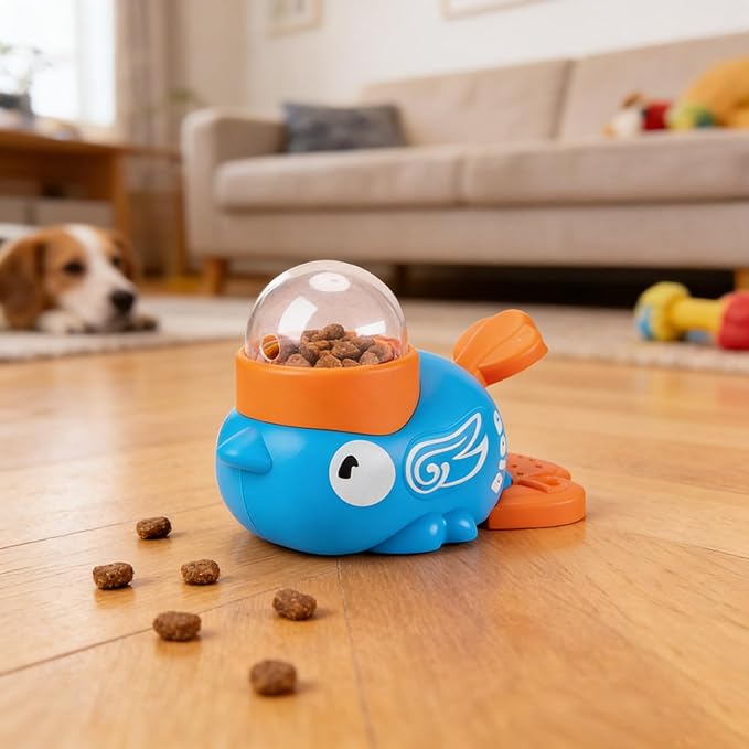 Duck Treat Dispenser for Dogs, Dog Interactive Treat Dispenser Toy, Dog Slow Feeder Puzzle Toy Prevents Bloating, Interactive Treat Dispensing Toys for Small Cats,Dogs (Blue)