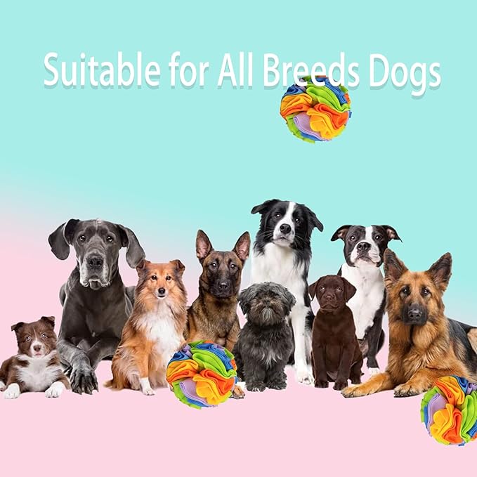 BenePoint Dog Snuffle Ball - Interactive Sniff & Slow Feed Dog Puzzle Toy (15cm, Rainbow)