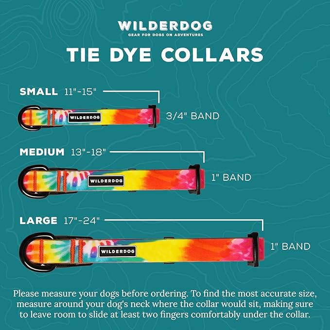 Wilderdog Waterproof Dog Collar - Repels Water & Dirt - Large 17"-24" - Tie Dye