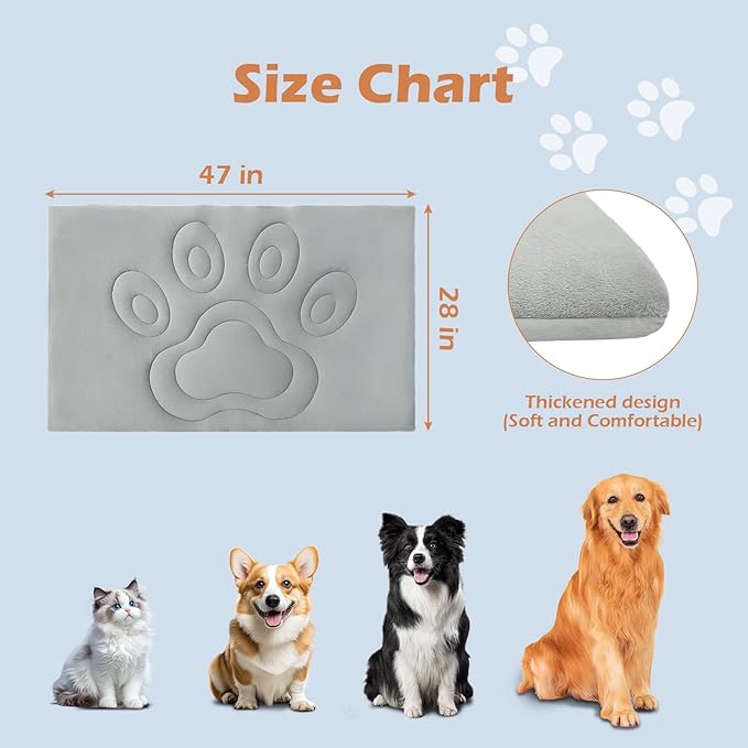 EXPAWLORER Reversible Dog Bed Mat Large (Cool & Warm) 47”x28” Pet Cooling & Plush Fleece Side for Winter, Thick Blanket Pad for Kennel Sofa Floor Crate Car Seat Machine Washable& Foldable All-Season