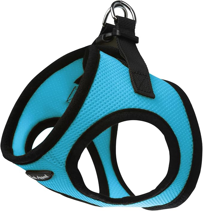 Bark Appeal Aqua Blue Step-in Dog Harness for Small to Medium Sized Pets – Updated Sizing, Re-Measuring is Essential – Soft Vest Harness – Anti-Choke with Adjustable Strap & Heavy Duty Clip – M