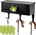 Blulu Wall Mount Dog Poop Bags Dispenser Holder with Hooks Metal 200/300 Single Large Roll Pet Waste Station Bags Dispenser for Outdoor Indoor Home Yard Doggy(Black)