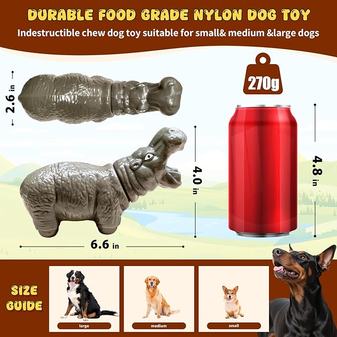 Indestructible Dog Toys for Aggressive Chewers, Tough Dog Toys for Medium and Large Dogs, Durable Nylon Chew Toy to Keep Them Busy, Chew Toy for Dogs Teeth Cleaning and Boredom