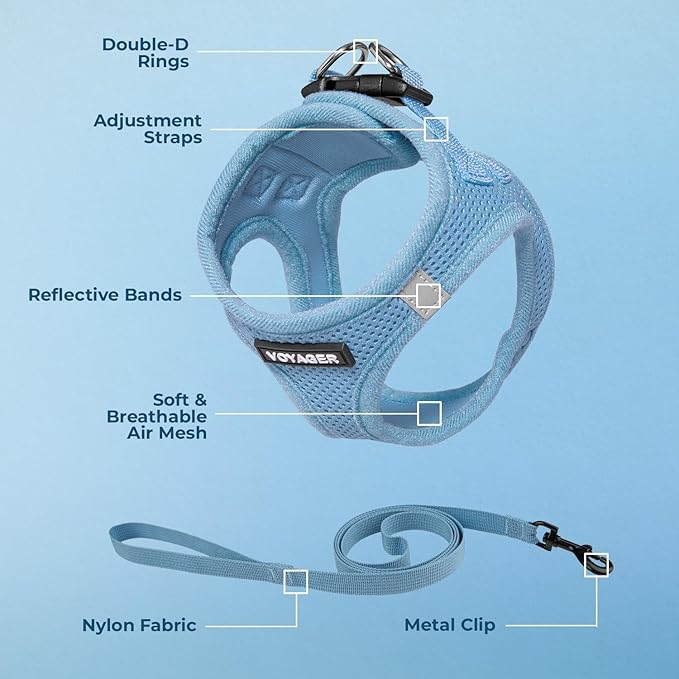 Voyager Step-in Pet Harness - All Weather Mesh, Adjustable Step in Harness for Cats and Dogs by Best Pet Supplies - Baby Blue, S (Chest 14-16")