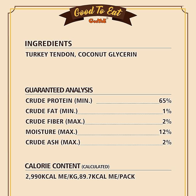 Gootoe Turkey Tendons for Dogs –All-Natural, Hypoallergenic Dog Treats, Rawhide Alternative, Long Lasting Puppy Chews, Healthy Dog Treats for Medium Breeds, Bone (M), 16 oz Pack (1 lb)
