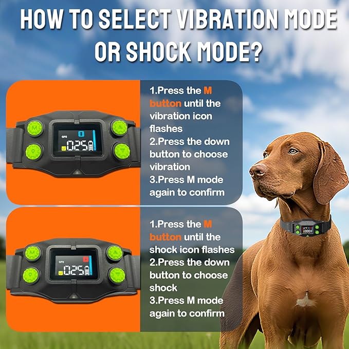 Wireless Dog Fence System. PetHey GPS Dog Collar Fence System,IPX7 Waterproof Collar, 25–999 Yd Adjustable Boundary, Auto Memory Setting,Vibration & Shock Collar for Dogs,Dog Fencing Outdoor for Yard
