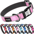 Reflective Dog Collar with QR Code Tag, Personalized Dog Collar, Safety Night Visibility, Anti-Loss Function (Pink-02, Medium)