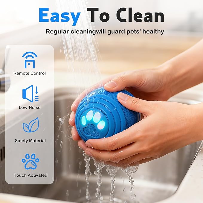 Smart Interactive Dog Toy, Dog Toys for Aggressive Chewers, Moving Jumping Vibrating - 3 Modes IPX7 Waterproof Rating, E-TPU Material for Medium and Large Dogs, Indoor & Outdoor (Blue)