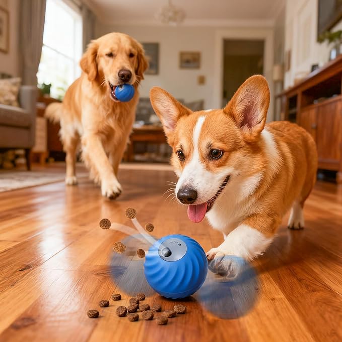 BABORUI Interactive Dog Toys, Adjustable Treat Dispensing Dog Toys Ball, Automatic Dog Puzzle Toy to Keep Them Busy, Enrichment Toy for Small Medium Large Dogs