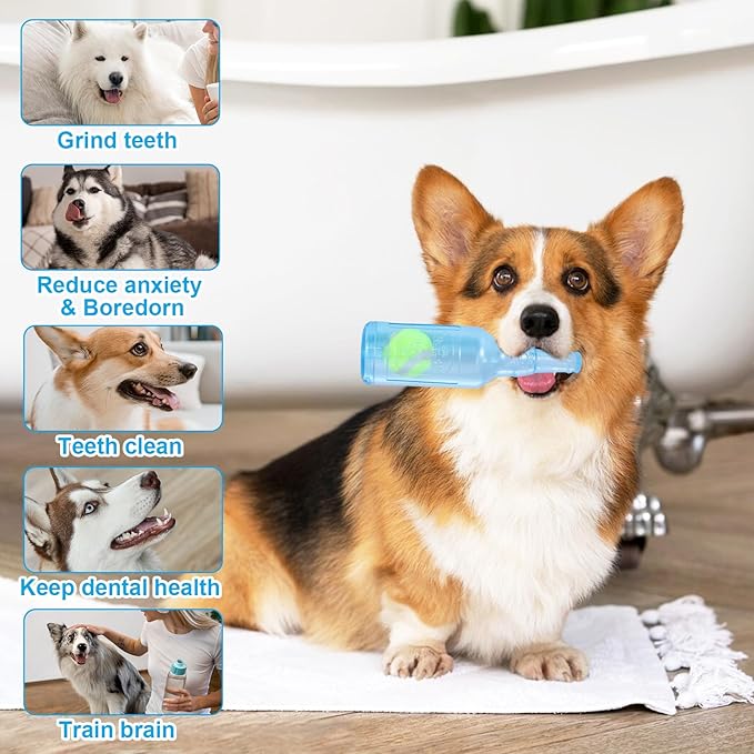 Water Bottle Dog Toy,Crunchnplay Bottle Toy for Dogs,Floating Dog Chew Toys,Squeaky Dog Toys for Aggressive Chewers,Dog Toy Water Bottle Cruncher,Interactive Dog Toys for Small Medium Dogs Boredom