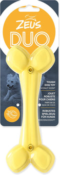 ZEUS Duo Bone Strong Dog Chew Toy for Active Chewers, Long Lasting Coconut Scent, Yellow (96273)