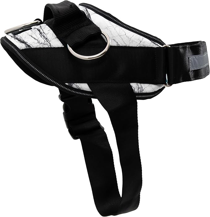 ShawnCo Essential Dog Harness, No-Pull Pet Vest with 3 Leash Clips, No Choke, Reflective, Adjustable and Padded, for Easy Walking and Training for Small, Medium and Large Dogs (White Marble, S)