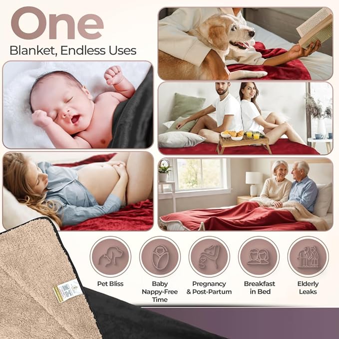Sacred Weapon Blanket Waterproof and Stain Proof – Water Proof Blanket for Bed & Couch – Splash Throw Blanket VIP – Washable King, Queen Mattress Protector Waterproof – Dark Red 80"x80"