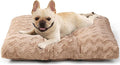 EHEYCIGA Washable Medium Dog Bed for Crate 29x21 Inch, Reversible Kennel Pad for Dogs Weight Up to 35 lbs, Plush and Comfy Pet Sleeping Mat, Camel