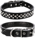 Rhinestones Dog Collar, Adjustable Sparkly Crystal Studded Genuine Leather Pet Dog Collar for Small and Medium Breeds (M fit Neck 12-15", Black)