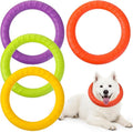 4 Pack Dog Toy Training Ring, 7.48” EVA Dog Toy Ring, Durable Chew Flying Rings for Large Medium Puppy Training, Floating Pull Fetch Toys for Aggressive Chewers, Chewing Cathing Form Toys