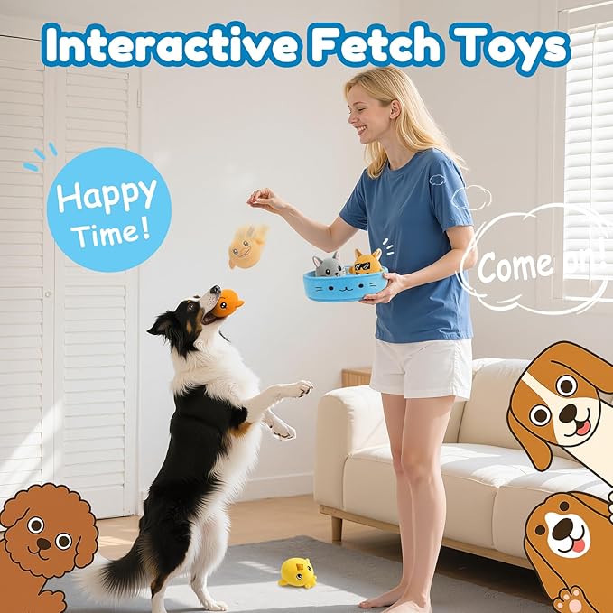 Squeaky Dog Toys – 5-Pack Soft Stuffed Plush Dog Toys with Squeakers for Small, Medium, and Large Dogs, Indoor Play Set to Keep Them Busy
