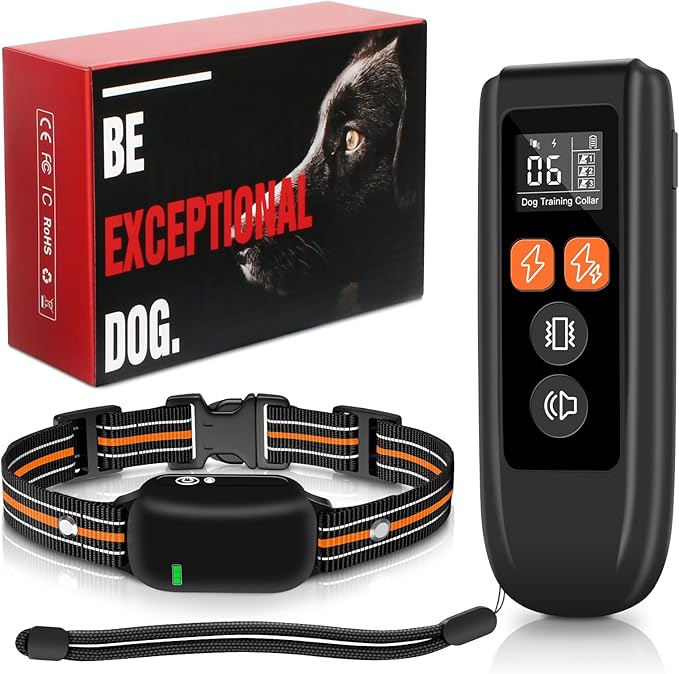 Dog Training Collar with Remote - Shock Collar for Dogs with 3300FT Range, Trains 3 Dogs, 180-Day Battery, IPX7 Waterproof, Beep/Vibration/Static Shock for Small Medium Large Dogs (Orange)