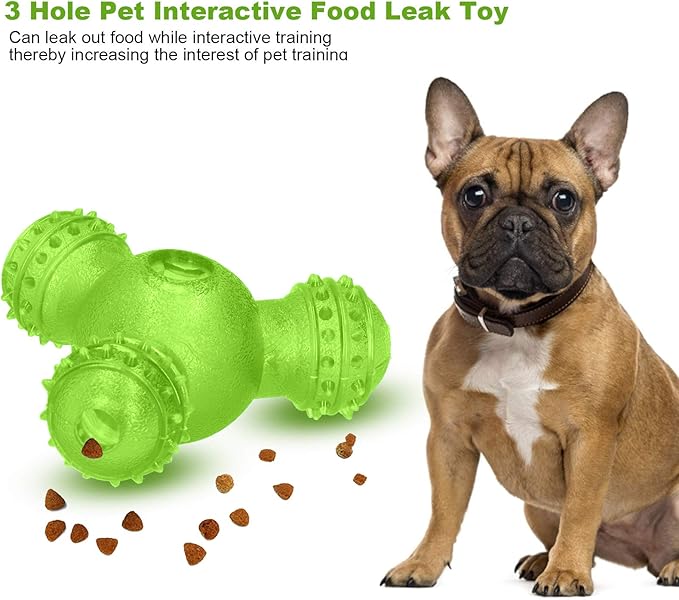 Cyrank Rolling Dog Treat Dispenser Slow Feeder, Funny Giggle Dog Puzzle Toy Slow Feeder Treat Toys Interactive Food Dispensing Dog Toys(Green)