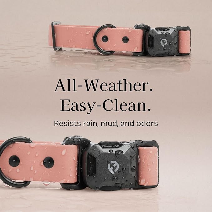 2026 New Edition, Fei & Eve PVC MagEase Dog Collar - Patented Magnetic Buckles | Fur-Safe | 450LB Escape-Proof | Adjustable Fit | Small (Blush)