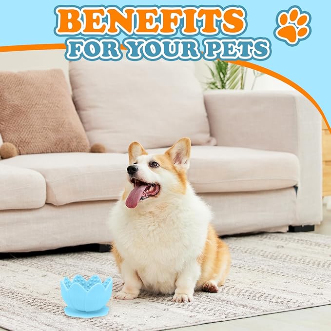 Silicone Dog Slow Feeder Lick Bowl，Slow Feeder Bowls for Small Medium Breed Dogs，Dog Freeze Bowl with Suction Cups，Interactive Puzzle Toy(Blue, Small)