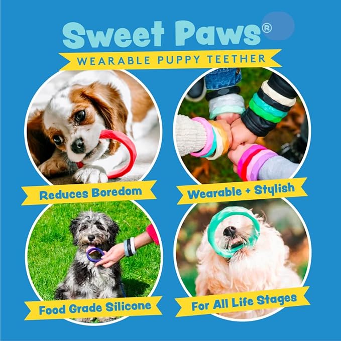 Puppy Teething Rings, Bracelet Food Grade Silicone Chew Toys for Small Dogs and Medium Dog, Puppy Nipping Solution Toys, Chew Toys for Puppies 0-6 Months - Sea Glass