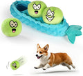 Interactive Hide and Seek Dog Toy for Small Dogs – Cute Plush Pea Pod with 3 Squeaky Balls and Crinkle, Puzzle Toy for Puppies and Gentle Chewers
