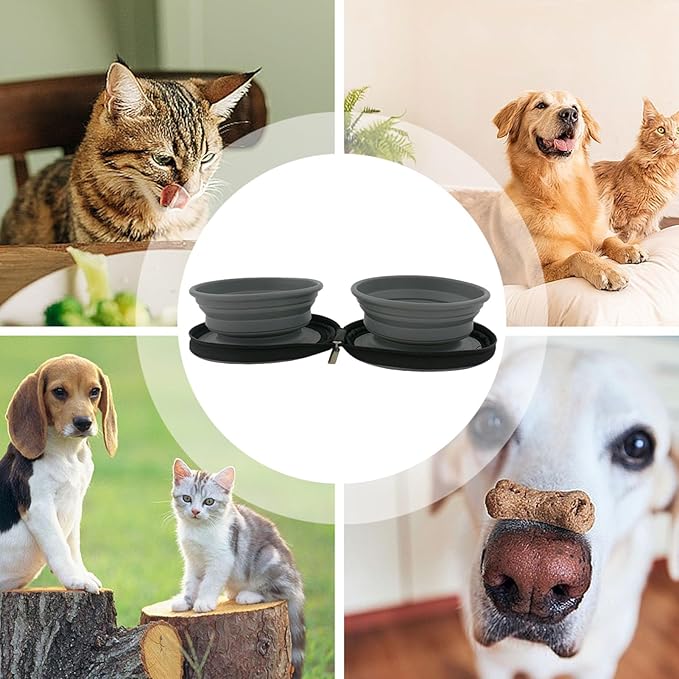 Collapsible Dog Bowls, 2-Pack Dog Portable Water Bowl for, Dog Travel Bowl, Dogs Cats Pet Foldable Feeding Watering Dish for Traveling Camping Walking with 2 Carabiners