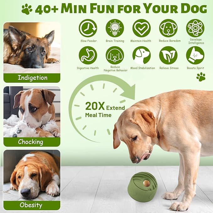 Interactive Dog Toy for Large Dogs (20-140 lbs) - Durable Freezable Rubber Chew Toy, Mint Scent, Anxiety Relief Puzzle, Treat Dispenser, Easy to Clean, Long-Lasting, Low-Mess Design