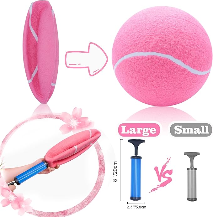 Giant 9.5" Dog Toy Ball - Oversize Interactive Puzzle Toy with 1*Ball Pump + 1*Needle for Small, Medium, Large Dogs (Pink)