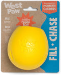 WEST PAW Zogoflex Rumbl Treat-Dispensing Dog Toy – Interactive Slow-Feeder Chew – Enrichment Toy Moderate Chewers, Fetch, Catch – Holds Kibble, (Dandelion Yellow, Small)