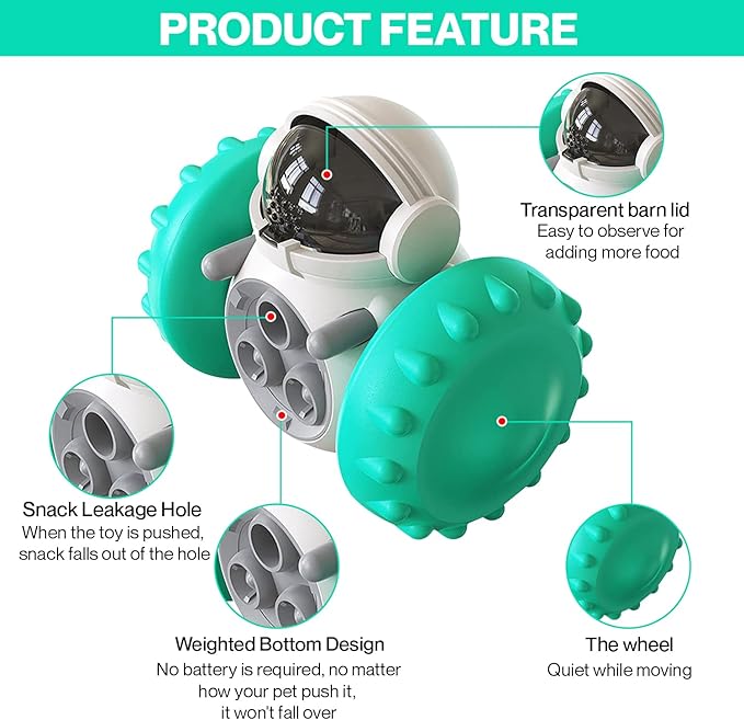 Dog Toy Dispenser - Doggy Treat Dispensing Chase Toys for Mind & Health Improvement - Pet Interactive Food Puzzle Toy for Medium Small Dogs - IQ Training Slow Feeder Toy for Dog & Cats