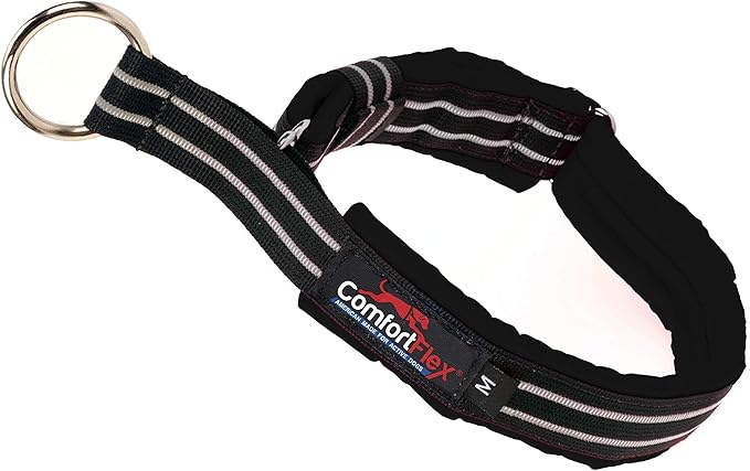 ComfortFlex Premium Padded Martingale Dog Collar – Reflective Waterproof Slip-On Limited Slip Collar for Gentle Control & Escape Prevention - XLarge, Raven Black