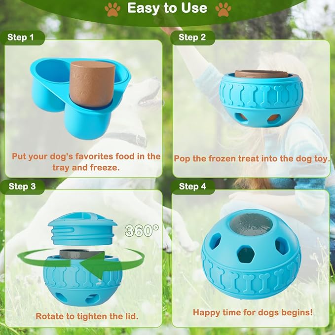 2 in 1 Interactive Dog Toy and Silicone Tray with Lid, Dog Enrichment Toys for Large Dogs 25-75 lbs, Freezable Dogs Chew Toy to Keep Them Busy, Frozen Treat Dispensing for Slow Food Training