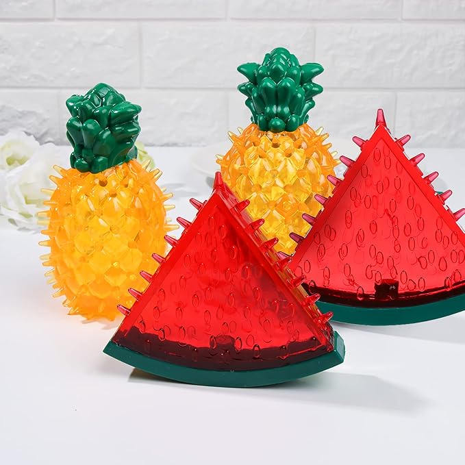 HomeSoGood 2pcs Dog Cooling Chew Toys, Summer Ice Interactive Dogs Toys, Watermelon Pineapple Shape Teething Toys