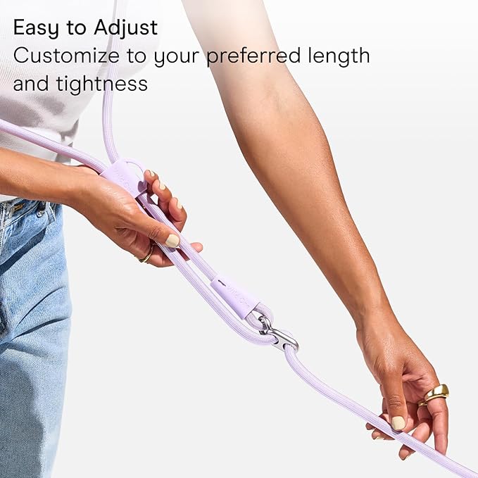 Wild One Hands-Free Adjustable Rope Dog Leash, Standard: 4' to 8.5' Long, .5" Wide, Adjustable for Crossbody, Waist & Handheld, Moonstone