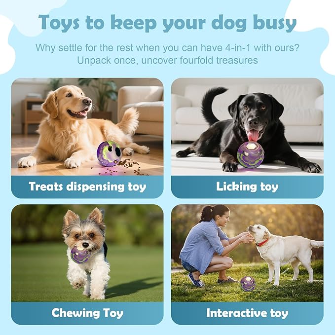 Dog Frozen Treat Toy, Slow Food Training to Relieve Boredom and Stimulating, Interactive Treat Dispensing Dog Toy, Interactive Chew Toys, Super Easy to Open Clean, for Small Dogs (purple, Large)