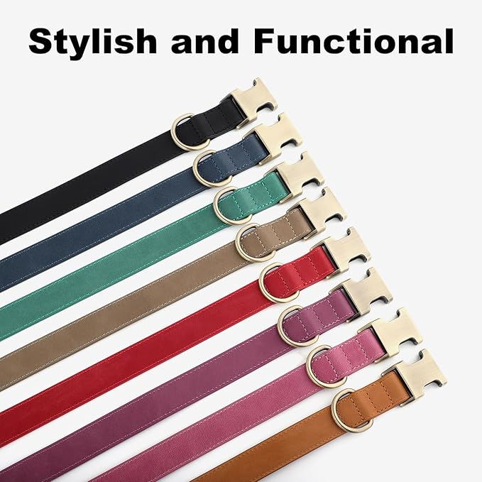 Plutus Pet Genuine Leather Dog Collar – Adjustable Pet Collar with Quick Release Metal Buckle, Soft Real Leather for Small Medium Large Dogs, Heavy Duty & Skin-Friendly (Purple, S)