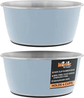 Master Pet Supply Stainless Steel Dog Bowls Set of 2 (32 Oz Each) with Non-Slip Rubber Base - Glacier Blue - Basic Dog Food Bowl Water & Food Bowls for Small Medium Large Dogs & Cats, Metal Dish